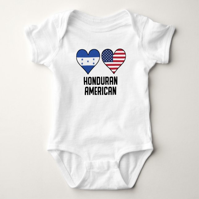 Honduran American Heart Flags Baby Bodysuit (Front)