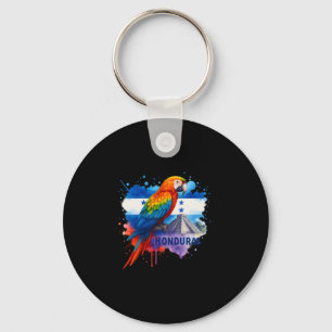 Honduran Flag Scarlet Macaw Copan Honduras Vacatio Key Ring