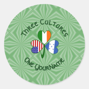 Honduran Irish American Flag Shamrock Personalised Classic Round Sticker