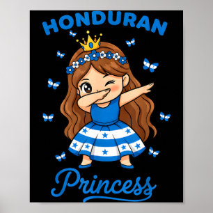 Honduran princess dabbing cute girl honduras flag poster