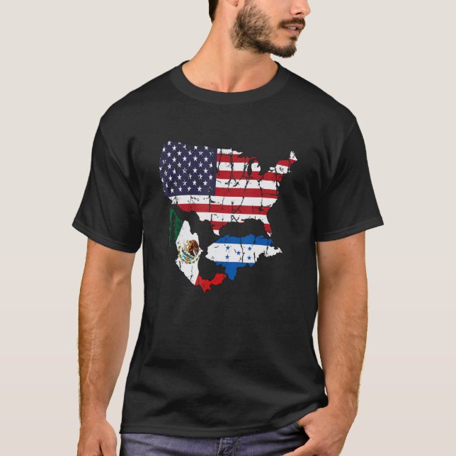 Honduras American Mexican Flag T-Shirt (Front)