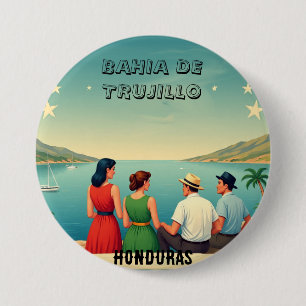  Honduras BAHIA DE TRUJILLO Retro poster 7.5 Cm Round Badge