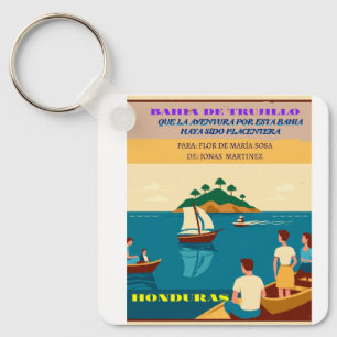  Honduras BAHIA DE TRUJILLO Retro poster Key Ring