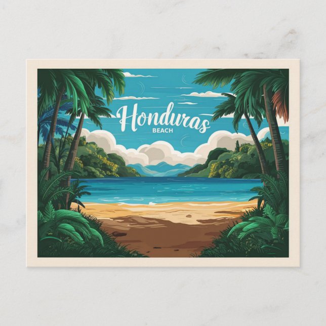 Honduras beach Retro Travel Postcard (Front)