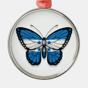 Honduras Butterfly Flag Metal Tree Decoration