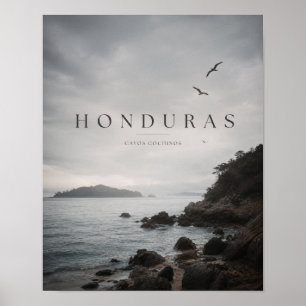 Honduras Cayos Cochinos Moody Coast Travel Poster