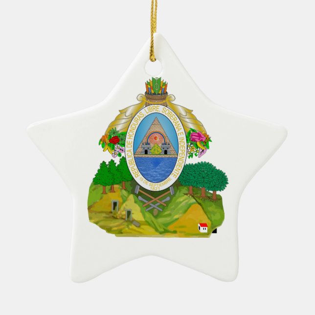 Honduras Coat of Arms Ceramic Tree Decoration (Front)