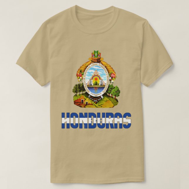 Honduras Flag and Coat Of Arms Patriotic T-Shirt (Design Front)