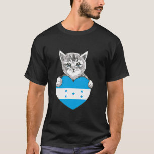 Honduras Flag Cute Cat Heart Honduran Roots Centra T-Shirt