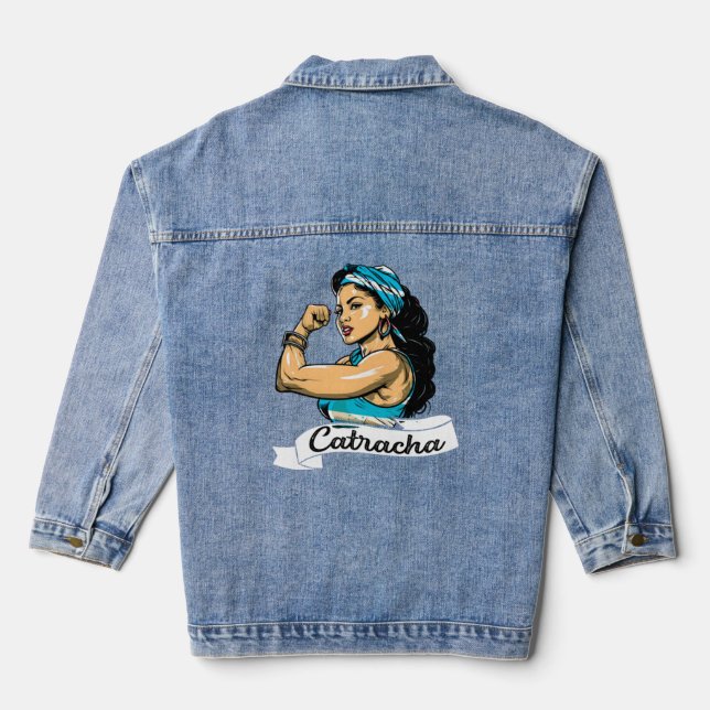 Honduras Flag Girl Women Camiseta Catracha Mujeres Denim Jacket (Back)