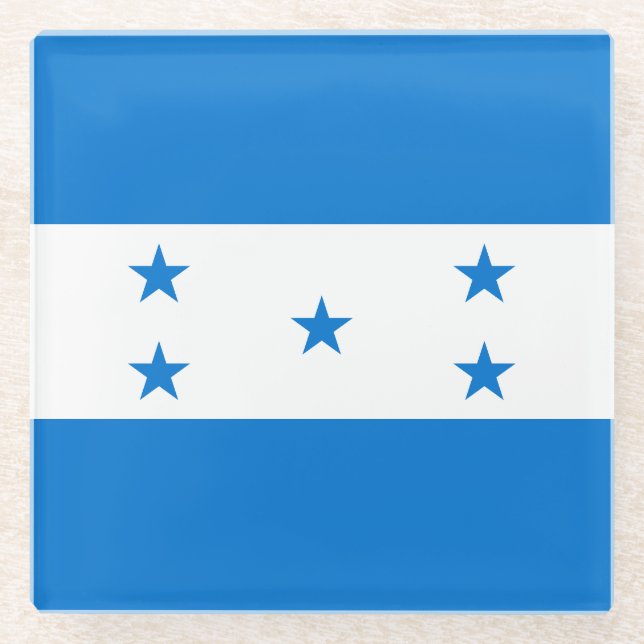 Honduras Flag Glass Coaster (Front)