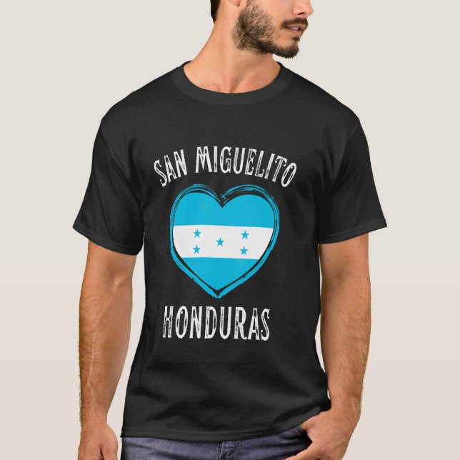 Honduras Flag Heart San Miguelito City T-Shirt (Front)