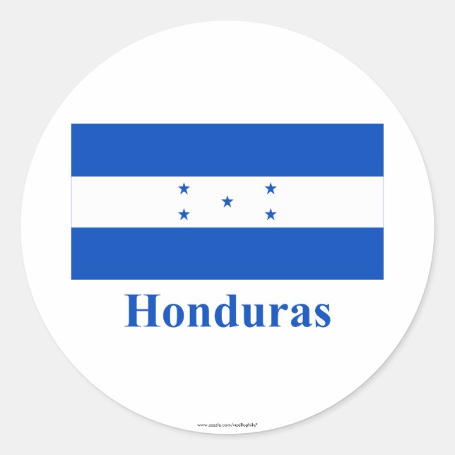 Honduras Flag with Name Classic Round Sticker (Front)
