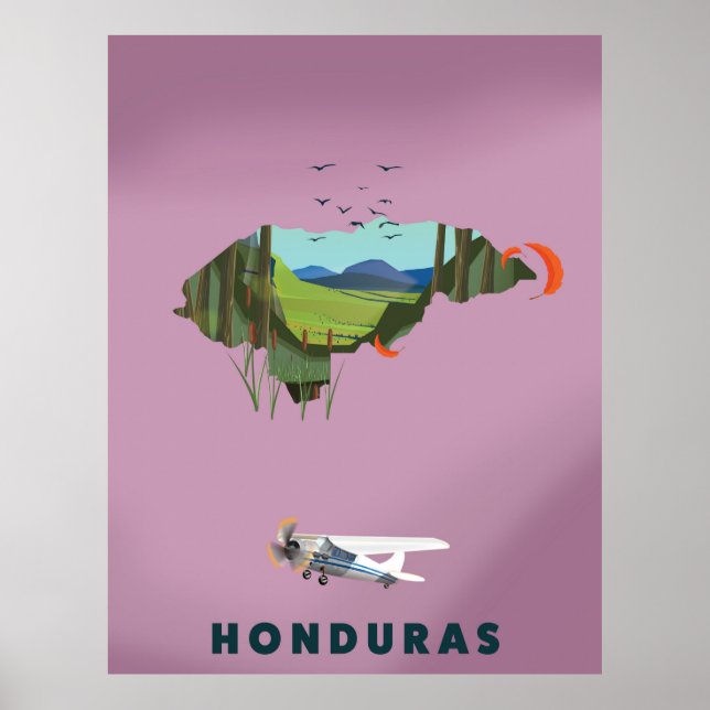Honduras Illustrated map travel poster (Front)