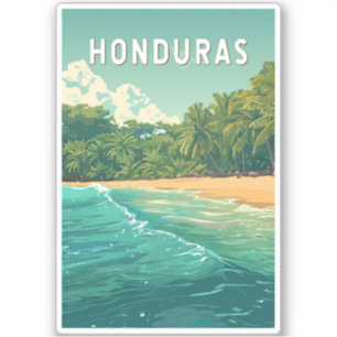 Honduras Illustration Travel Art Vintage