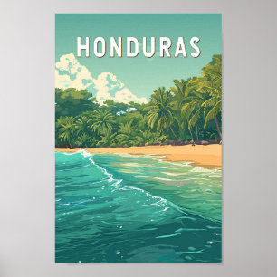 Honduras Illustration Travel Art Vintage Poster