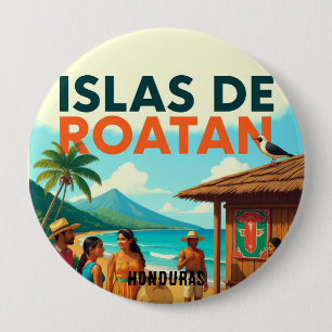  Honduras ISLAS DE ROATAN Retro poster 10 Cm Round Badge