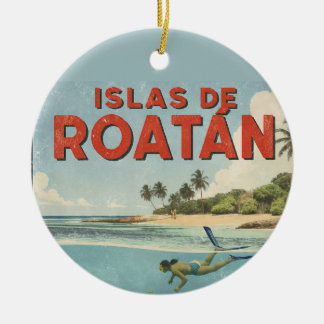 Honduras islas de roatan Retro poster Ceramic Tree Decoration