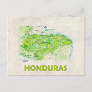 Honduras map postcard