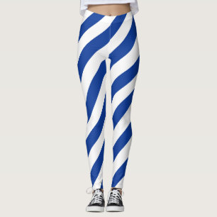 Honduras National Flag Colours Diagonal Striped Leggings