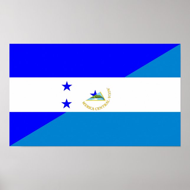 honduras nicaragua half flag country symbol poster (Front)