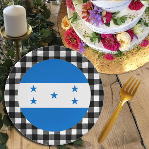 Honduras Plate, buffalo plaid & Honduras Flag Paper Plate
