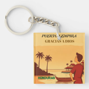 Honduras Puerto Lempira Retro poster Key Ring