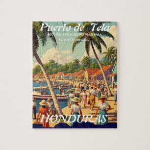  Honduras Puerto Tela Retro poster Jigsaw Puzzle