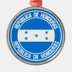 Honduras Round Emblem Metal Tree Decoration