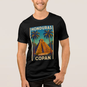  Honduras Ruinas de Copán Retro poster Tri-Blend Shirt