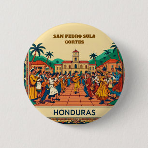  Honduras  SAN PEDRO SULA  Retro poster 6 Cm Round Badge