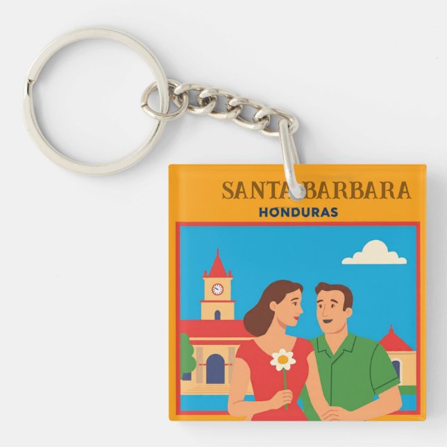  Honduras Santa Barbara Retro poster Key Ring (Front)