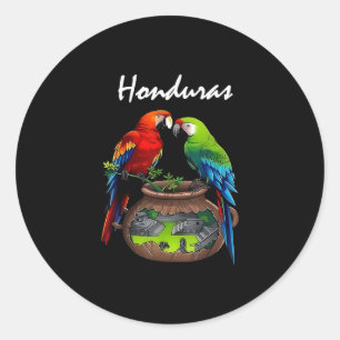 Honduras Trip Scarlet Macaw Honduras Family Vacati Classic Round Sticker