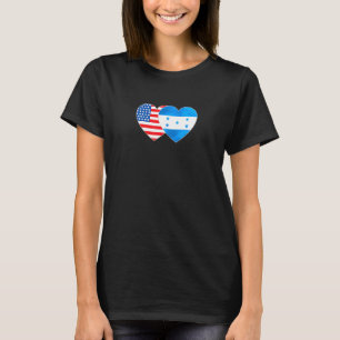 Honduras &USA Flag Twin Heart 4 Honduran Americans T-Shirt