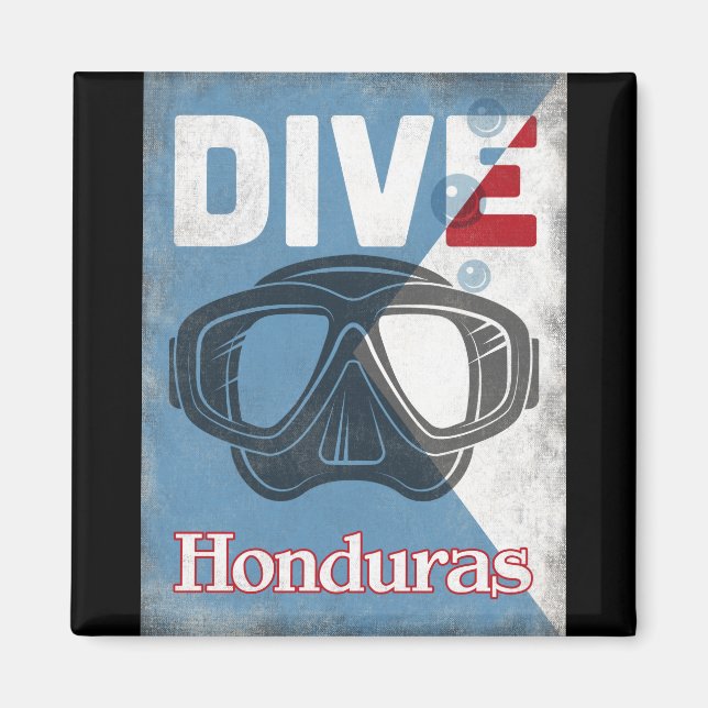 Honduras Vintage Scuba Diving Mask Magnet (Front)