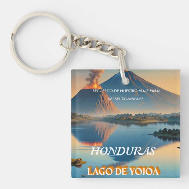  Honduras Yojoa Lake Retro poster  Key Ring (Front)