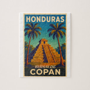  HondurasRuinas de Copán Retro poster Jigsaw Puzzle