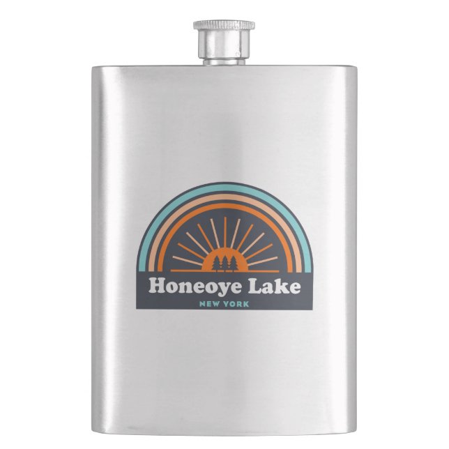 Honeoye Lake New York Rainbow Hip Flask (Front)