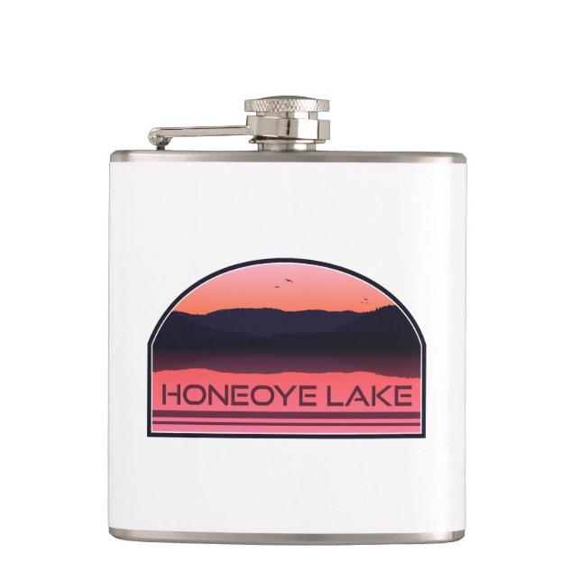 Honeoye Lake New York Red Sunrise Hip Flask (Front)