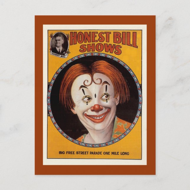 Honest Bill Vintage Circus Postcard (Front)