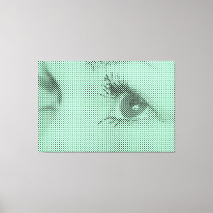 Honest Black&Green Halftone Effect Female Glance Canvas Print
