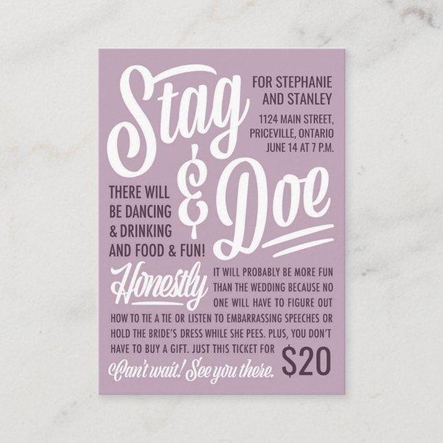 Honestly Stag & Doe Ticket (Front)