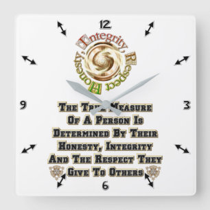 Honesty Integrity Respect MXT Square Wall Clock