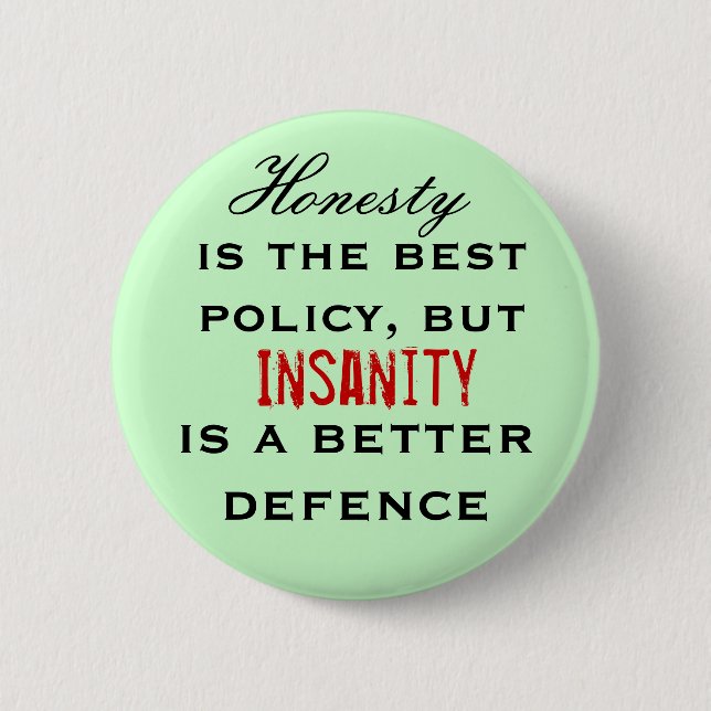 Honesty is the best policy... 6 cm round badge (Front)