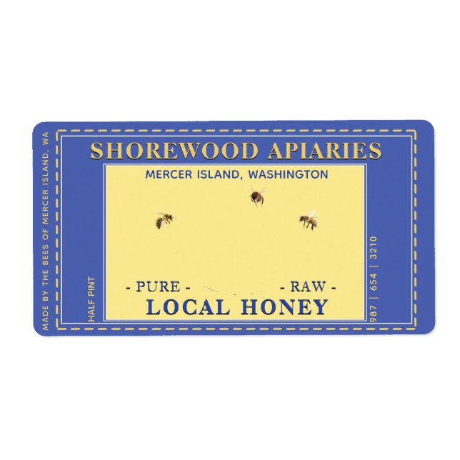 Honey 2" x 3.75" Lavender Flower Bees Yellow Label (Front)