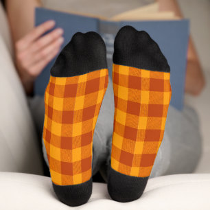 Honey Amber Buffalo Check Socks
