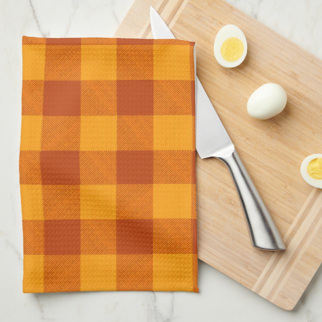 Honey Amber Buffalo Check Tea Towel (Quarter Fold)