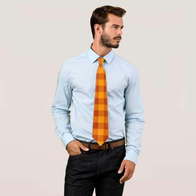 Honey Amber Buffalo Check Tie (In Situ)