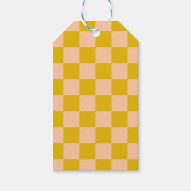 Honey and Peach Chequerboard Gift Tags (Front)