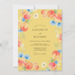 Honey Apricot Fruit Eucalyptus Wedding Invitation